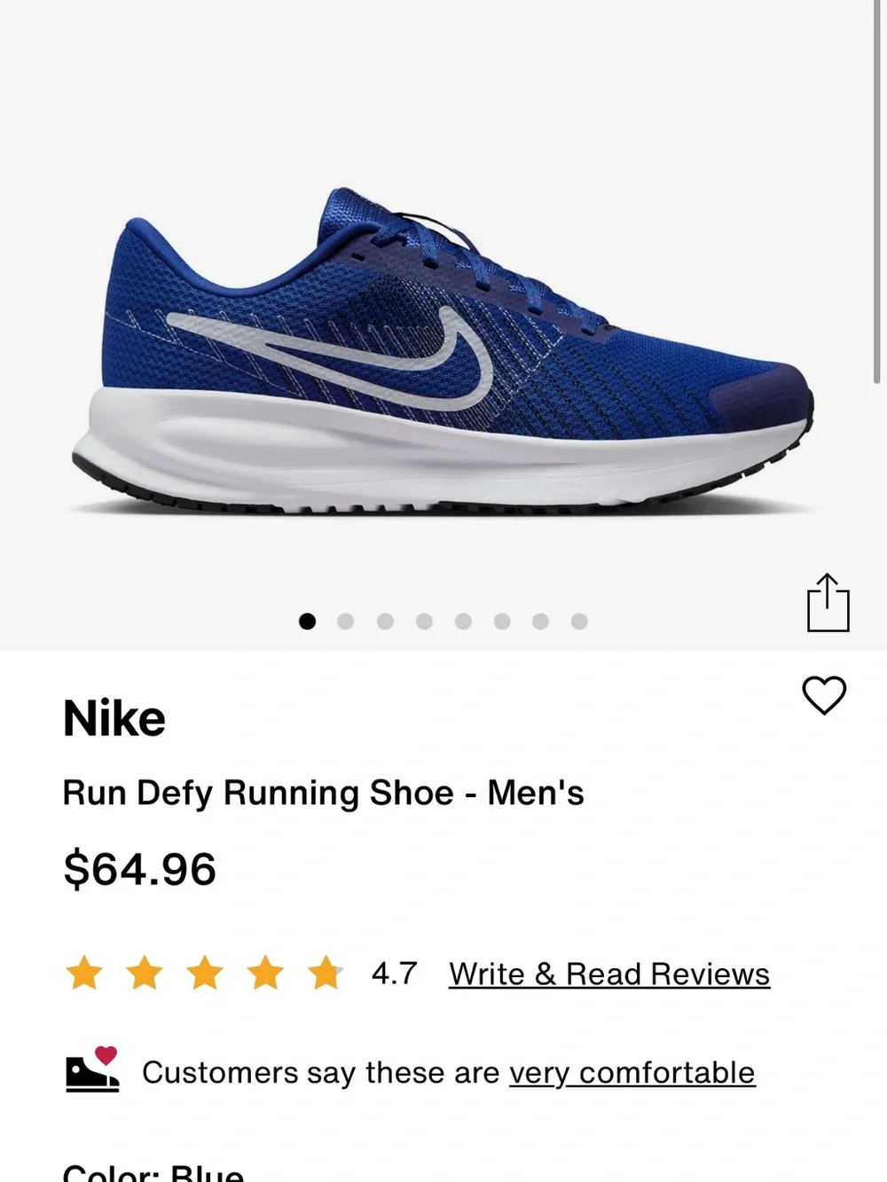 Nike Men's Running Shoe - Royal Blue with White Accent